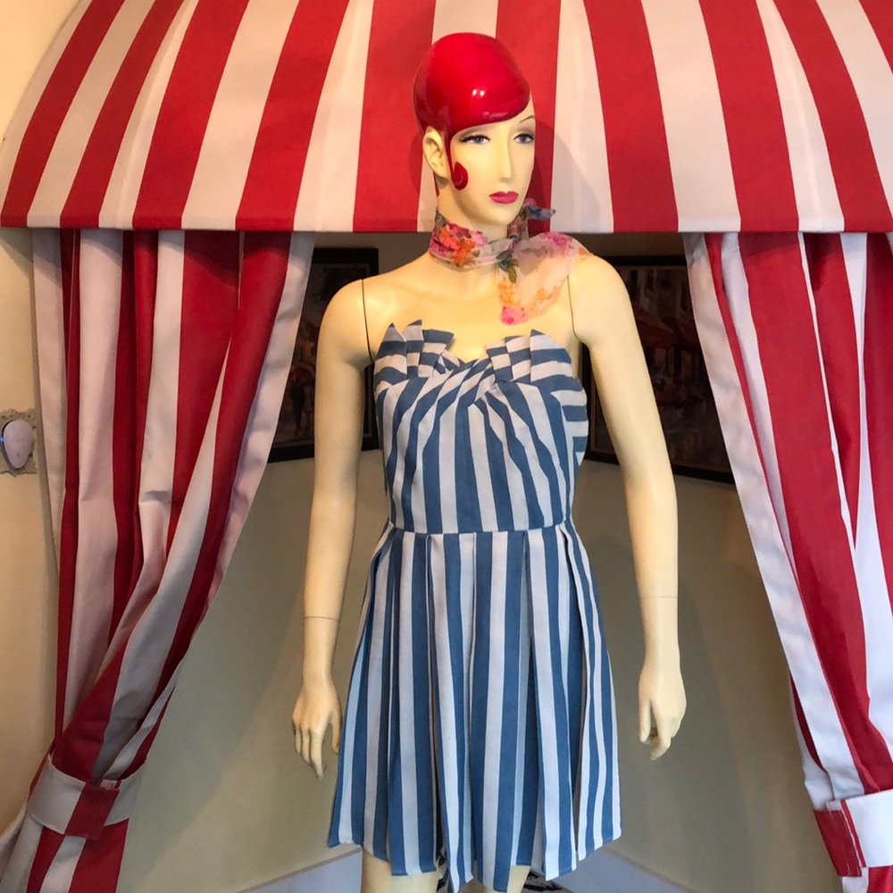 Adorable blue and white striped dress